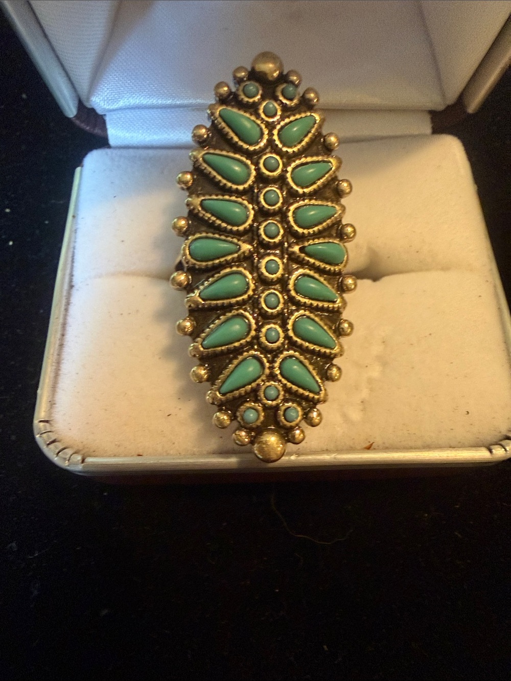 Lucky brand gold toneTurquoise Marquise Statement Ring - Women Jewelry